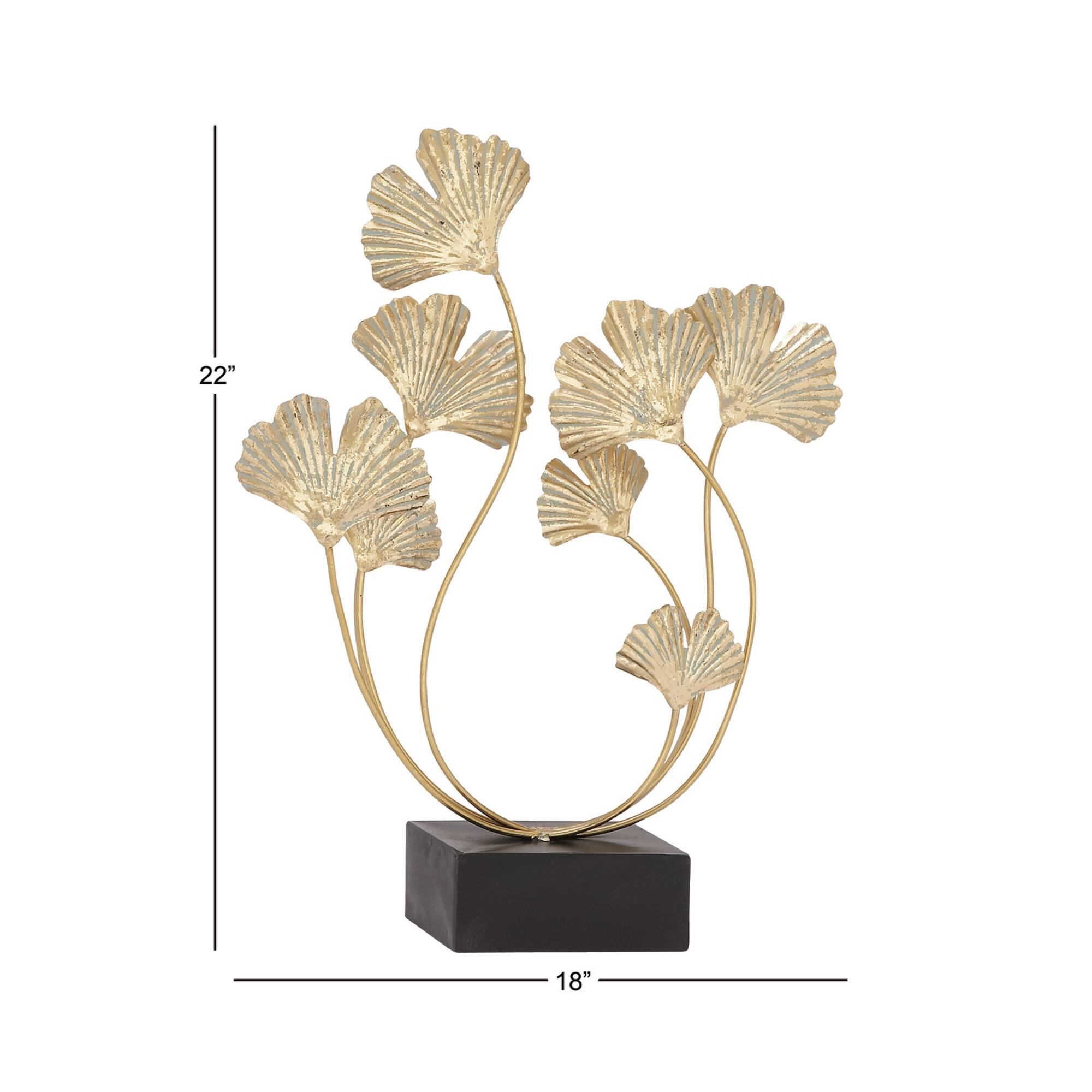 22" Gold Metal Modern Nature Sculpture